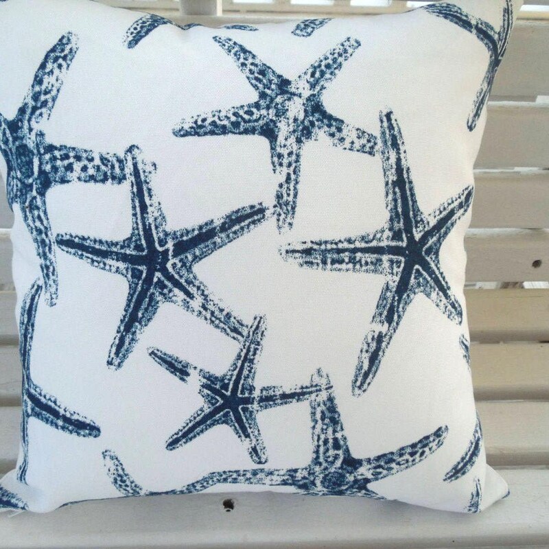 Shaped Starfish Indoor/Outdoor Pillow- Turquoise