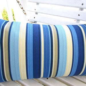 Blue Stripe Outdoor Pillow Cover: Patio Accent Pillow