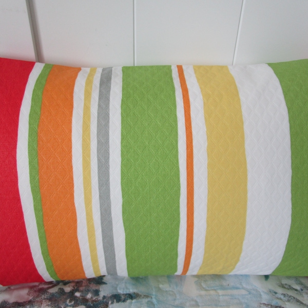 SPRING Stripe OUTDOOR Pillow Cover Patio Porch Decorative Accent Throw TOSS Stripe Deck Pillow Green Orange Yellow Citrus