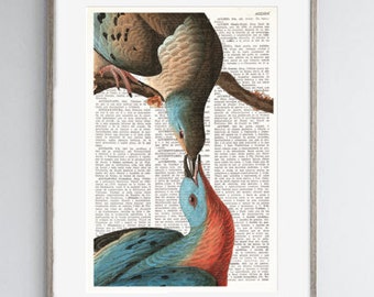 Dictionary Print LOVE BIRDS, Decorative Art, Wall Hanging, Unique WEDDING Gift, Valentines, Dictionary Art, Wall decor, birds wall art #112