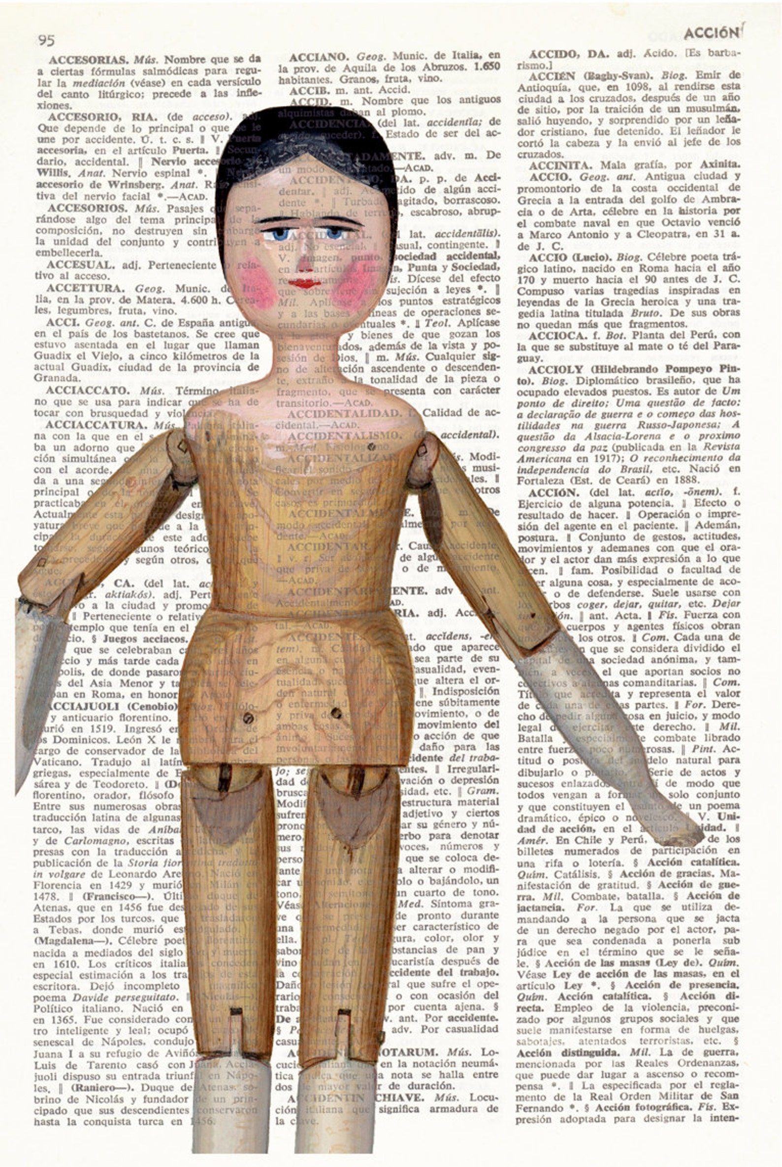 WOODEN DOLL Dictionary Art Print Vintage Doll Nursery Decor Etsy