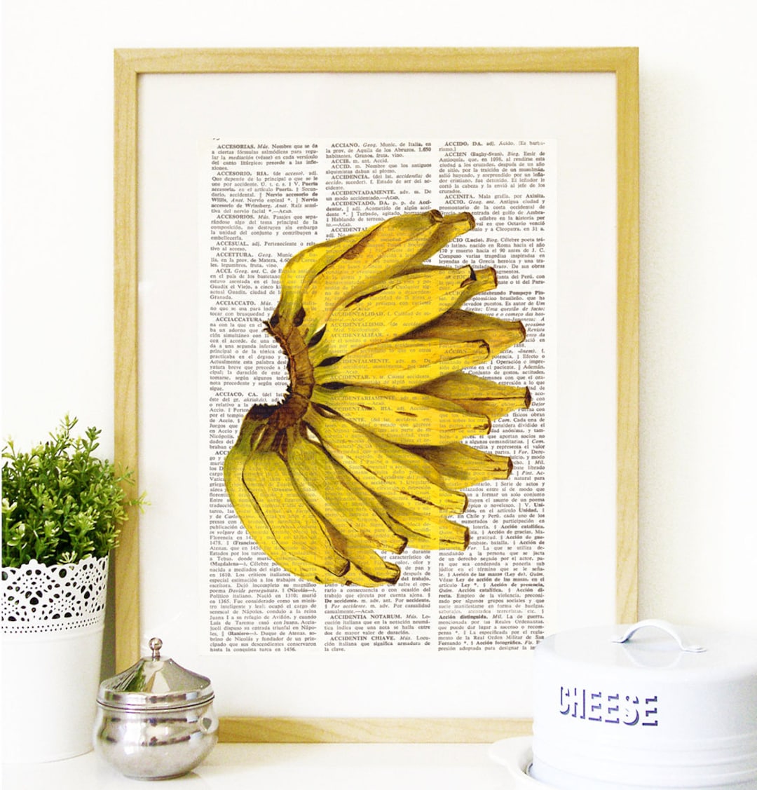 Dictionary Art BANANAS, Dictionary Art Print, Dictionary Page, Kitchen