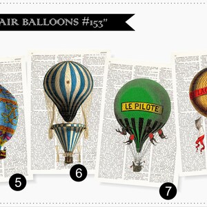 HOT AIR BALLOONS Dictionary Art Print Set Prints on - Etsy