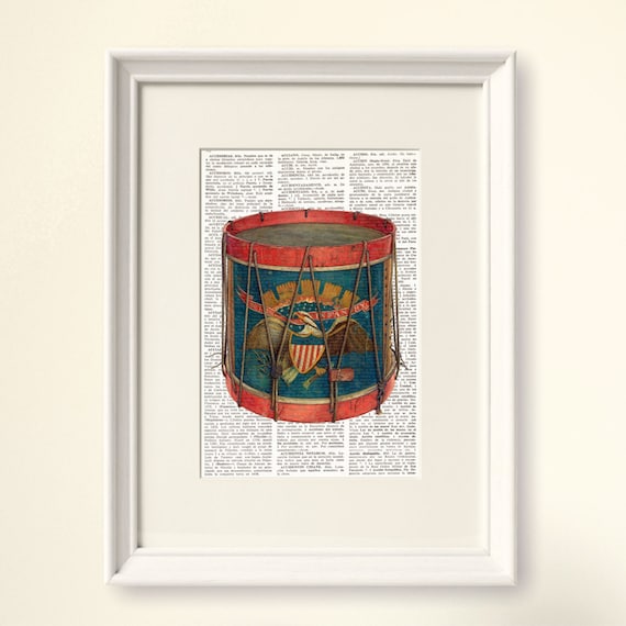 TOY DRUM Dictionary Art Print Antique Toys Wooden Toys Etsy