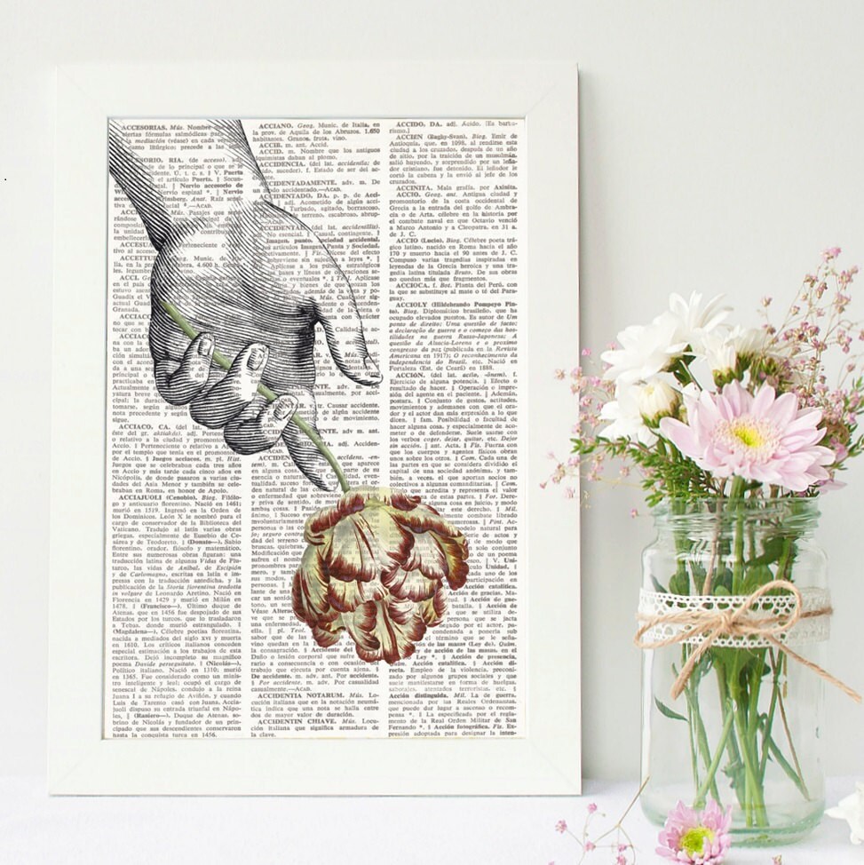 HAND AND FLOWER Dictionary PrintBotanical Dictionary Art Etsy