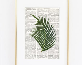 DICTIONARY print FERN, Botanical Print, Fern Painting, Greenery, Vintage Botanical, Farmhouse decor, Cottage style, Fern Wall Art, #193-4