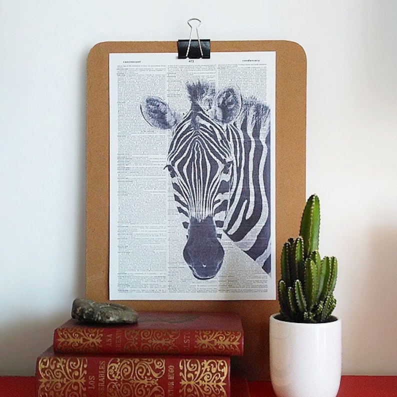 Print on Dictionary Paper ZEBRA Dictionary Art Prints Zebra | Etsy