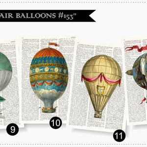 HOT AIR BALLOONS Dictionary Art Print Set Prints on - Etsy