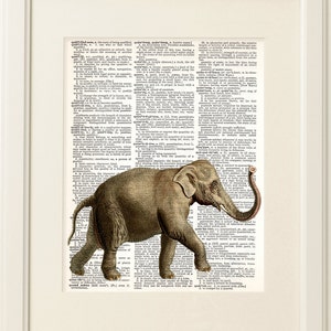 ELEPHANT Dictionary Art Print, Safari Nursery Art, Jungle baby shower decorations, Wall Art, zoo animals, children art, nursery decor 154-1 image 1