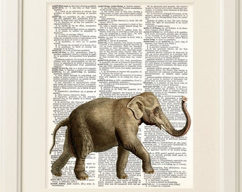 ELEPHANT Dictionary Art Print, Safari Nursery Art, Jungle baby shower decorations, Wall Art, zoo animals, children art, nursery decor #154-1