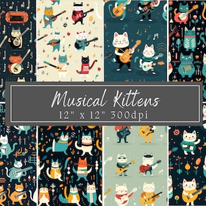 Musical Kittens Patterns Digital Download