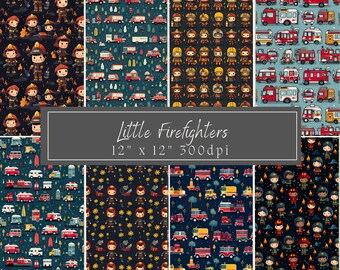Kleine brandweerlieden patroon digitale download