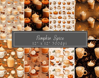 Herfst Pumpkin Spice koffiedranken patronen digitale download
