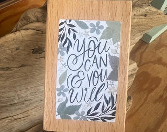 Beautiful Solid Wooden Keychain With Inspirational Quote