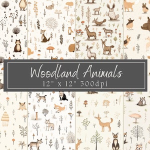 Woodland Animals Creatures Pattern Craft Paper Téléchargement numérique