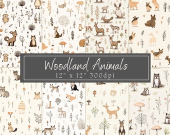 Bosdieren wezens patroon ambachtelijke papier digitale download