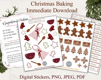 Kerst winterseizoen 2021 Stickers met bakthema voor planning en knutselen