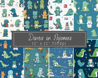 Dinos in Pajamas Pattern Digital Download