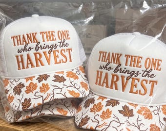 Thank The One Who Brings The Harvest Embroidery File, Christian Thanksgiving Hat Design, Fall Faith Cap Embroidery, Instant Download