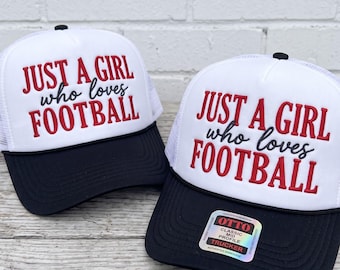 Just A Girl Who Loves Football Embroidery File, Football Fan Hat Design, Game Day Cap Embroidery, Instant Download