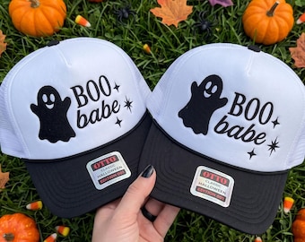 Boo Babe Embroidery File, Cute Ghost Hat Design, Funny Halloween Cap Digital Download
