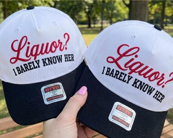 Liquor I Barely Know Her Embroidery Design, Funny Hat Embroidery File, Trucker Cap Design