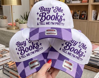 Buy Me Books Embroidery Design, Book Lover Hat Embroidery File, Reading Quote Cap Design, Bookish Digital Download