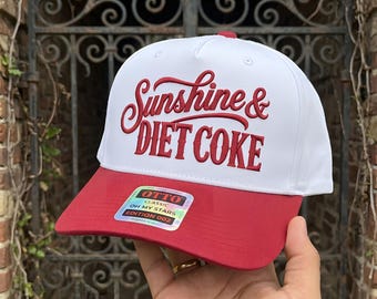 Sunshine and Diet Coke Embroidery Design, Summer Hat Embroidery File, Cute Soda Lover Cap Design, Instant Download