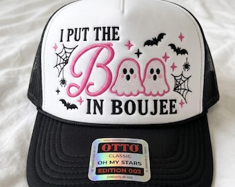I Put The Boo In Boujee Embroidery File, Funny Halloween Ghost Hat Design, Spooky Cap Embroidery, Digital Download