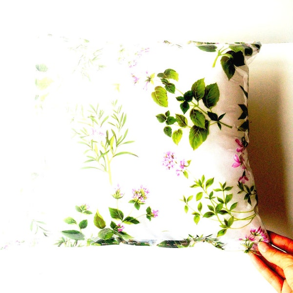 Coussin d'extérieur carré en TOILE CIRÉE transparente fleurie garni oreiller polyester et mousse par SophieLDesign