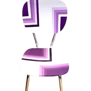 Upcycled midcentury chair LOVE BOAT hand painted ombre purple white with wide back original design accent chair by SophieLDesign
