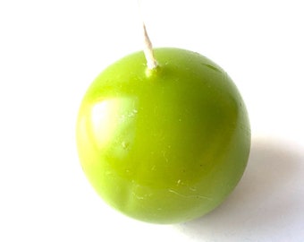 Round ball candle from recycling vintage apple green SophieLDesign