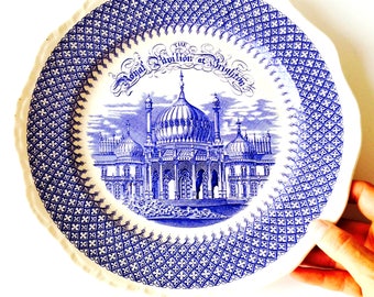 Plate collectible Masons Ironstone blue and white ceramic Royal Pavilion at Brighton vintage by SophieLDesign
