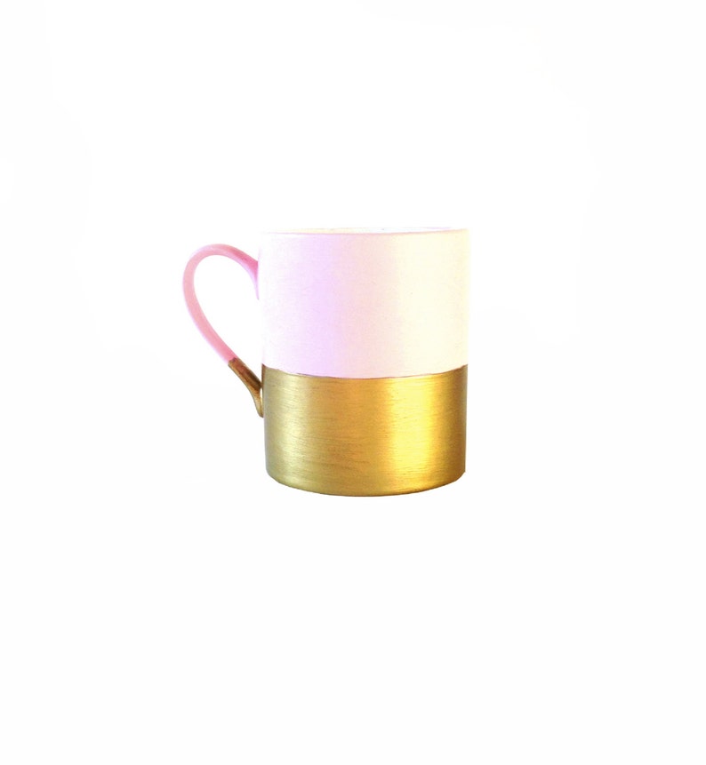 Mug PINK GOLD Made to Order Porcelain customized mug handpainted by SophieLDesign image 1