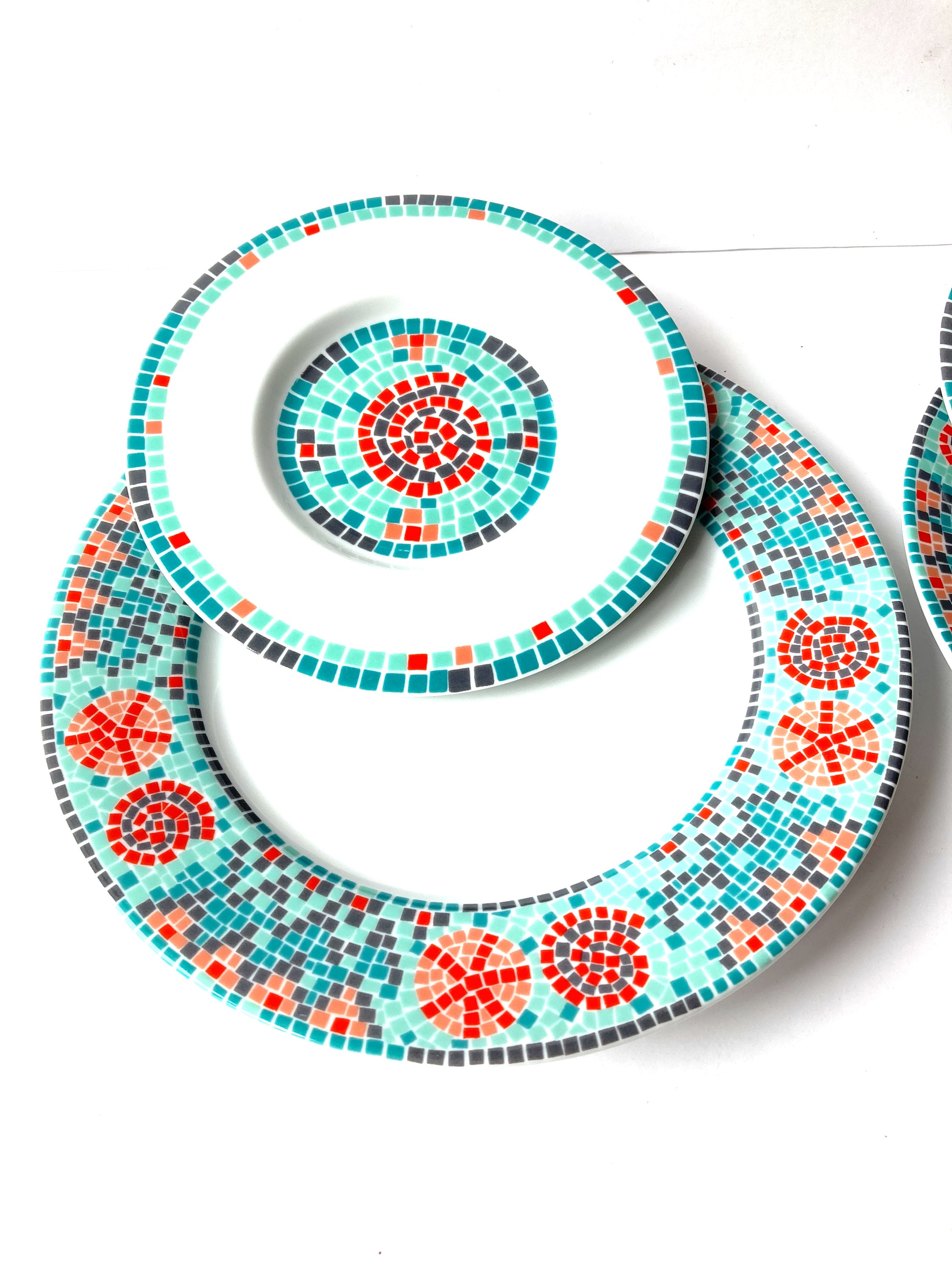 Plates and Saucers 4 Pieces From the MOSAIC Dinnerware Set Etsy
