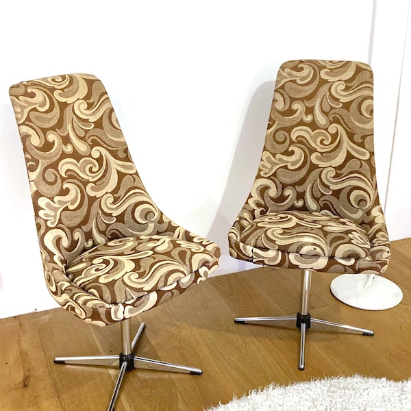 Fauteuils design pivotants années 60 70 tissu d'origine coque plastique assise mousse pièces rares vintage par SophieLDesign