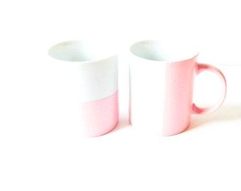 Mugs HALF and HALF porcelaine peinte rose pastel design original par SophieLDesign