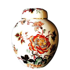 Vase chinoiserie Masons Ironstone vintage chinaware piece with lid red rose beautiful vintage by SophieLDesign
