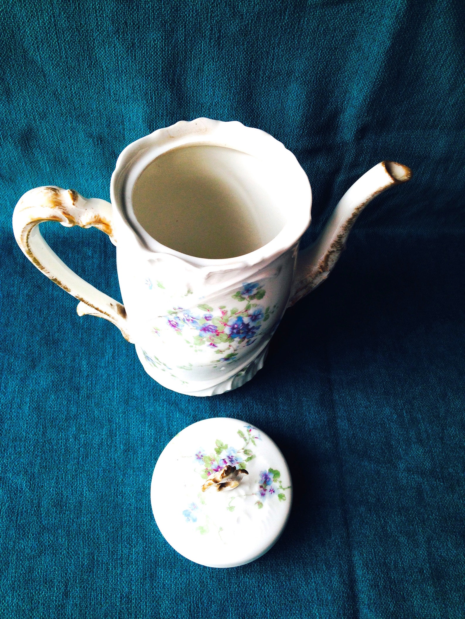 Teapot Limoges Porcelain Antique Tea Set Blue Etsy