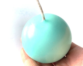 Round ball candle from recycling vintage mint green SophieLDesign