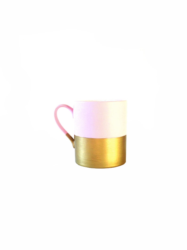 Mug PINK GOLD Made to Order Porcelain customized mug handpainted by SophieLDesign image 2