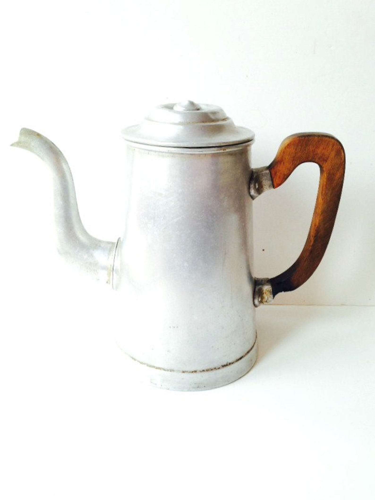 Kettle Cute Vintage Aluminum Kettle Wooden Handle Nice Etsy