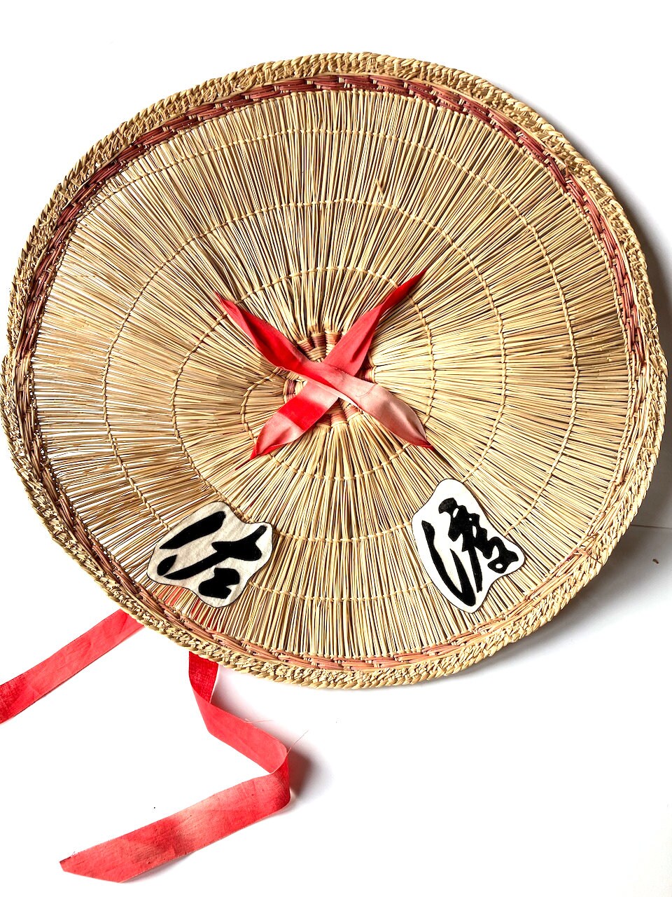 Hat Kasa Amigasa Vintage Japanese Hat Straw Hat Red Cotton Ties Vintage Authentic Item From