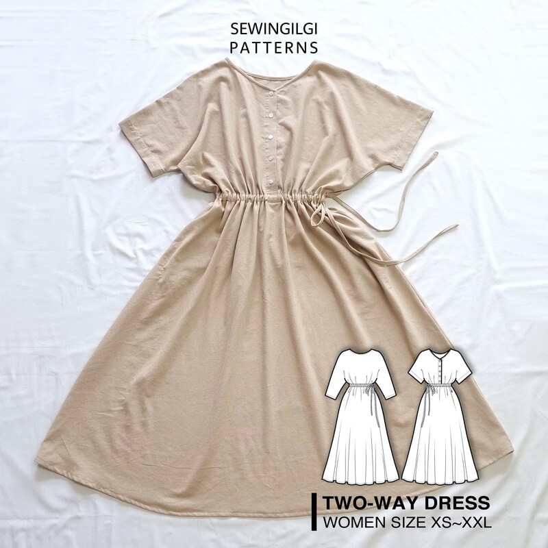 Dolman Sleeve Notched Dress