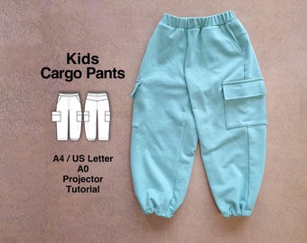 Pantalon de jogging cargo pour enfants, patron de couture PDF, pantalons de survêtement, 1 à 12 ans, téléchargement numérique