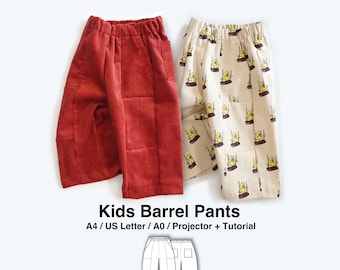 Barrel-broek kinderen naaipatroon pdf, uniseks Flamand-broek, 1-12 jaar, digitale download