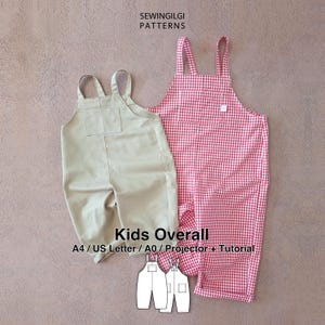 Kids Overalls Sewing Pattern PDF, Dungarees Pattern, 1Y–12Y, Digital Download, Rolling