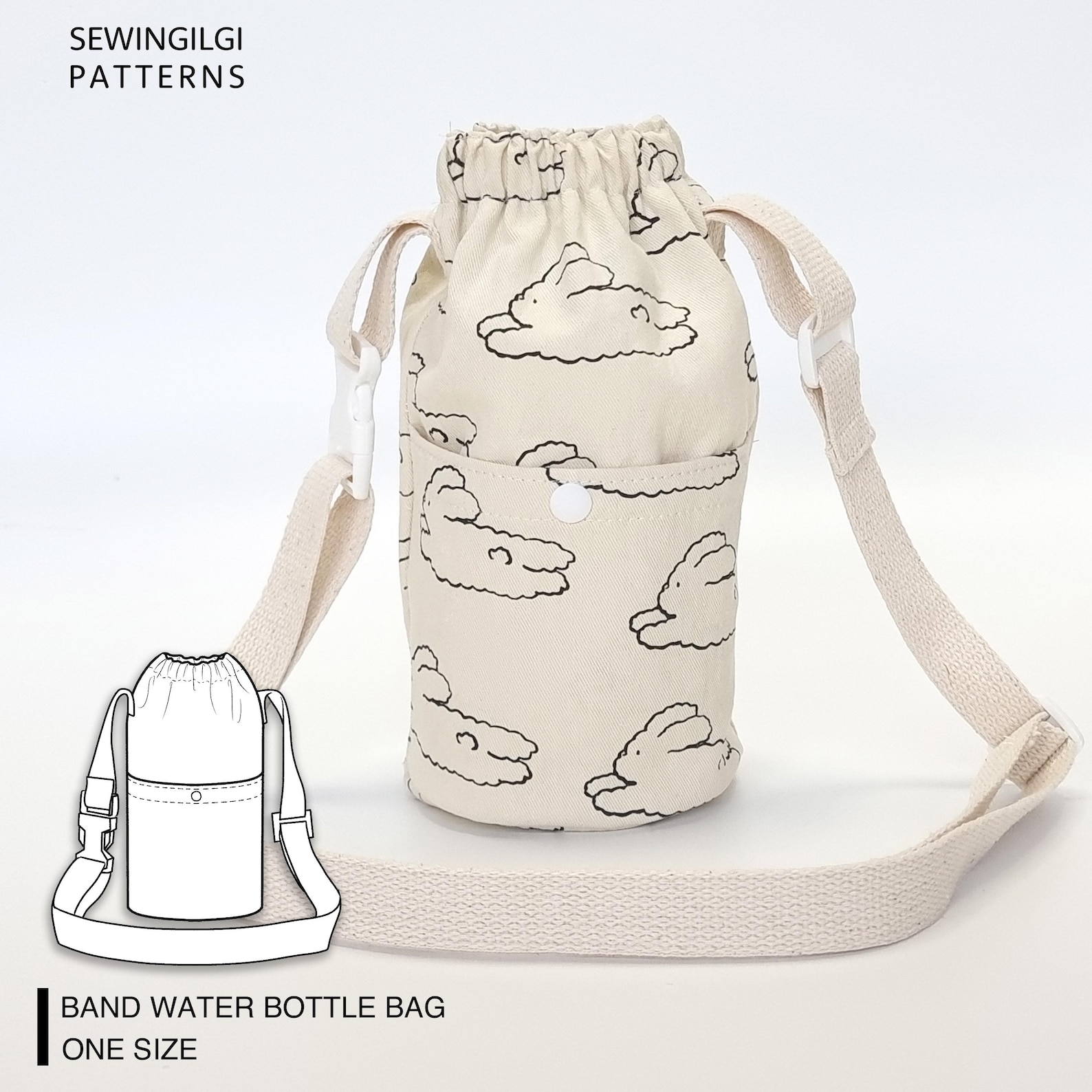 Band Water Bottle Bag Sewing Pattern - PDF + Video Tutorial - DIY, Easy ...
