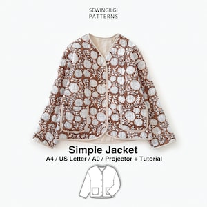 Einfache Strickjacke, Jacke, Schnittmuster, PDF für Frauen, Oversized, digitaler Download, 2XS - 5XL