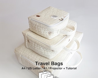 Travel Bags Sewing Pattern PDF – 3 Sizes, Digital Download, suitcase organizer